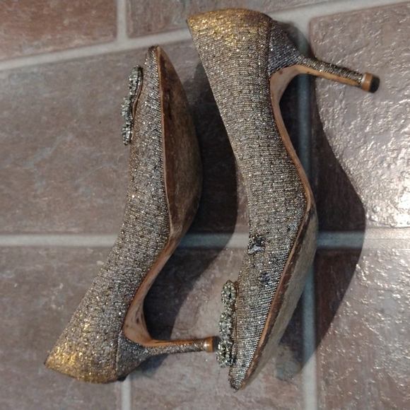 manolo blahnik hangisi crystal glitter pump heel size 36.5 size 6 - Picture 9 of 17